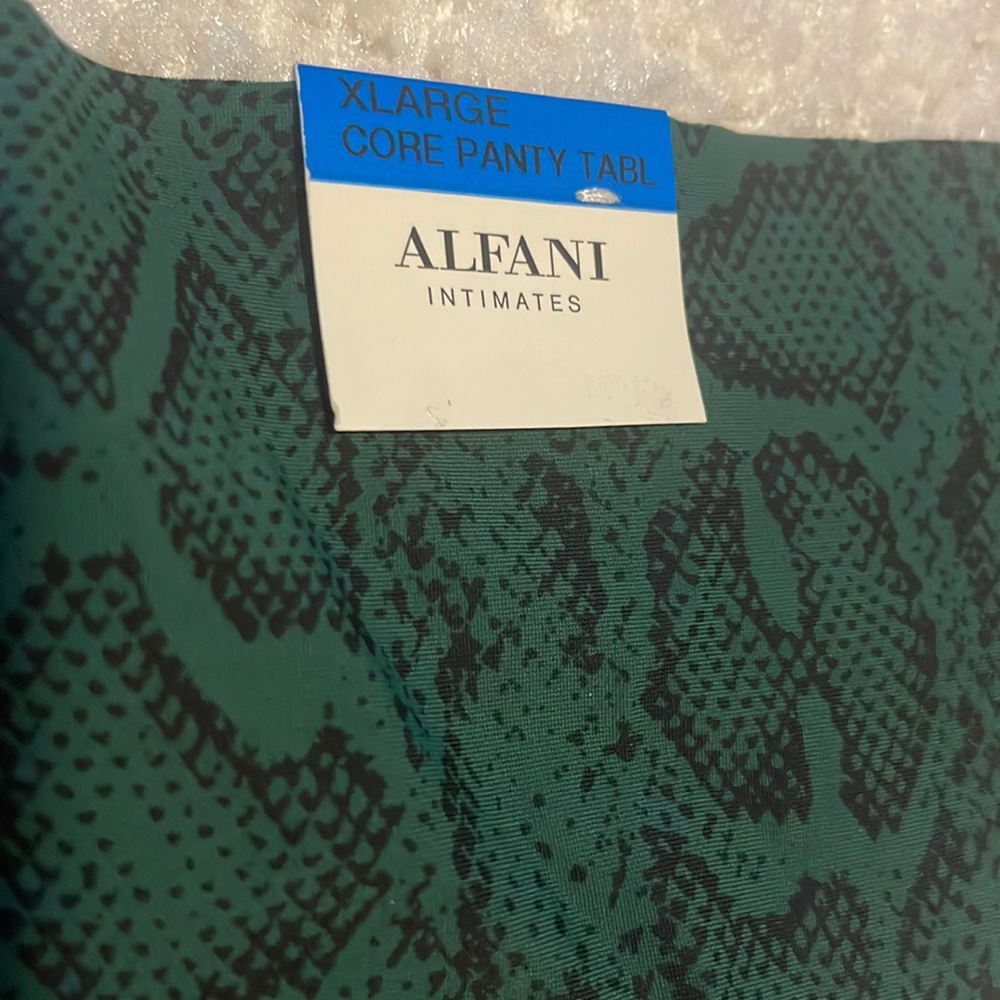 NWT ALFANI dark green jade snake skin core thong panties